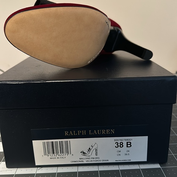 Ralph Lauren Purple Label, Crimson and Black Velvet Heels - Picture 4 of 4
